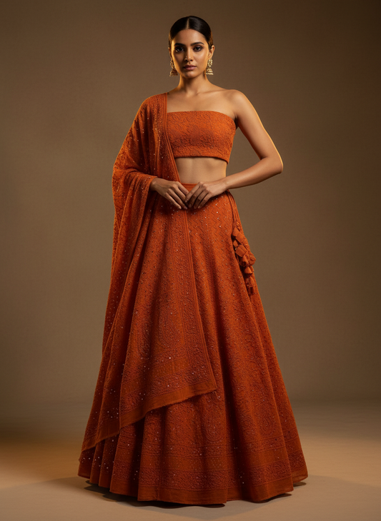 The Royal Chikankari Mukaish Lehenga — Handcrafted on Order