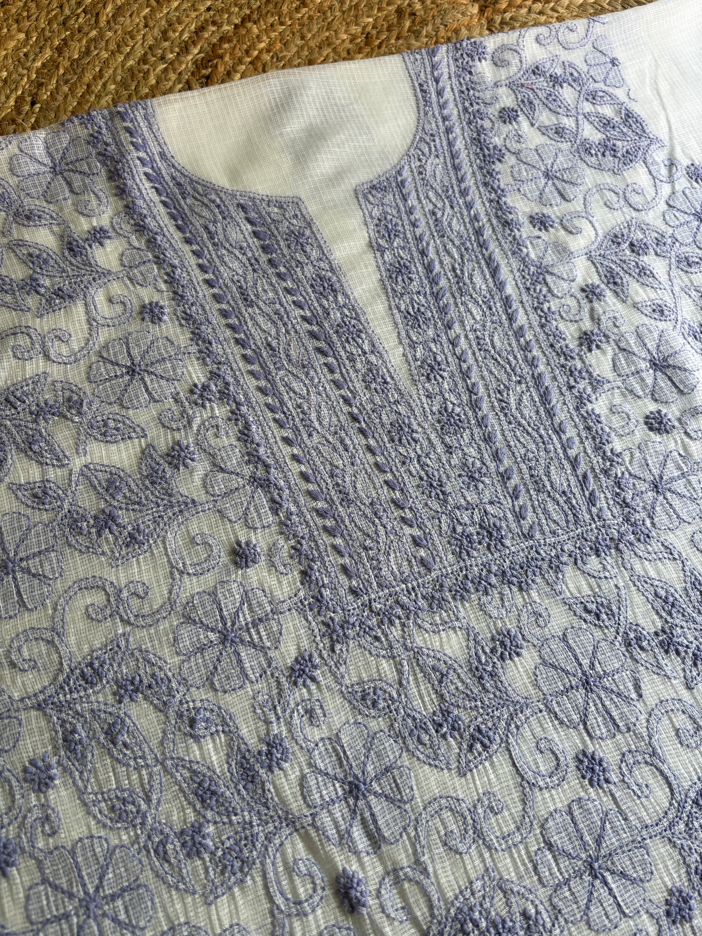 Kota Doria Full Jaal Unstitched Chikankari Kurta Dupatta set– Safyra Chikankari