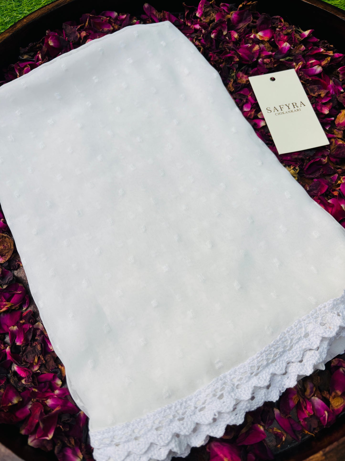 Handcrafted Chiffon Dot Dupatta