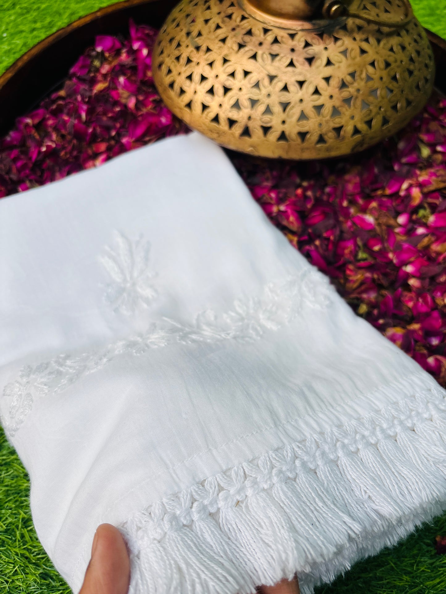 Handcrafted Mul Mul Cotton Chikankari Dupatta