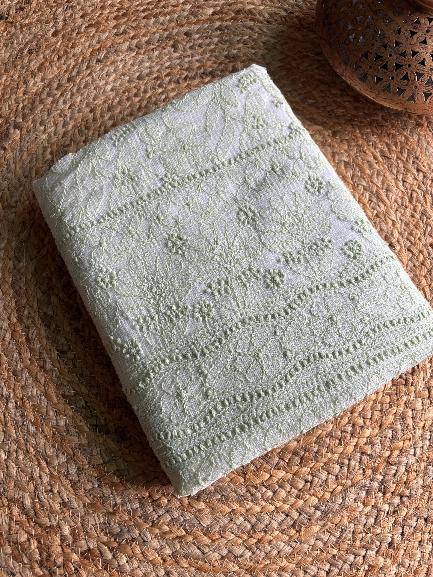 Kota Doria Full Jaal Unstitched Chikankari Kurta Dupatta set– Safyra Chikankari