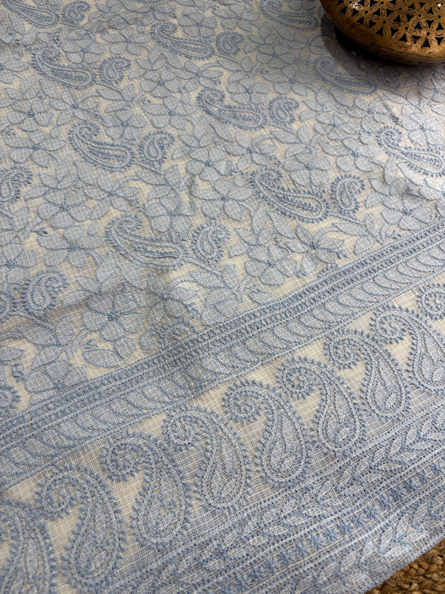 Kota Doria Full Jaal Unstitched Chikankari Kurta Dupatta set– Safyra Chikankari