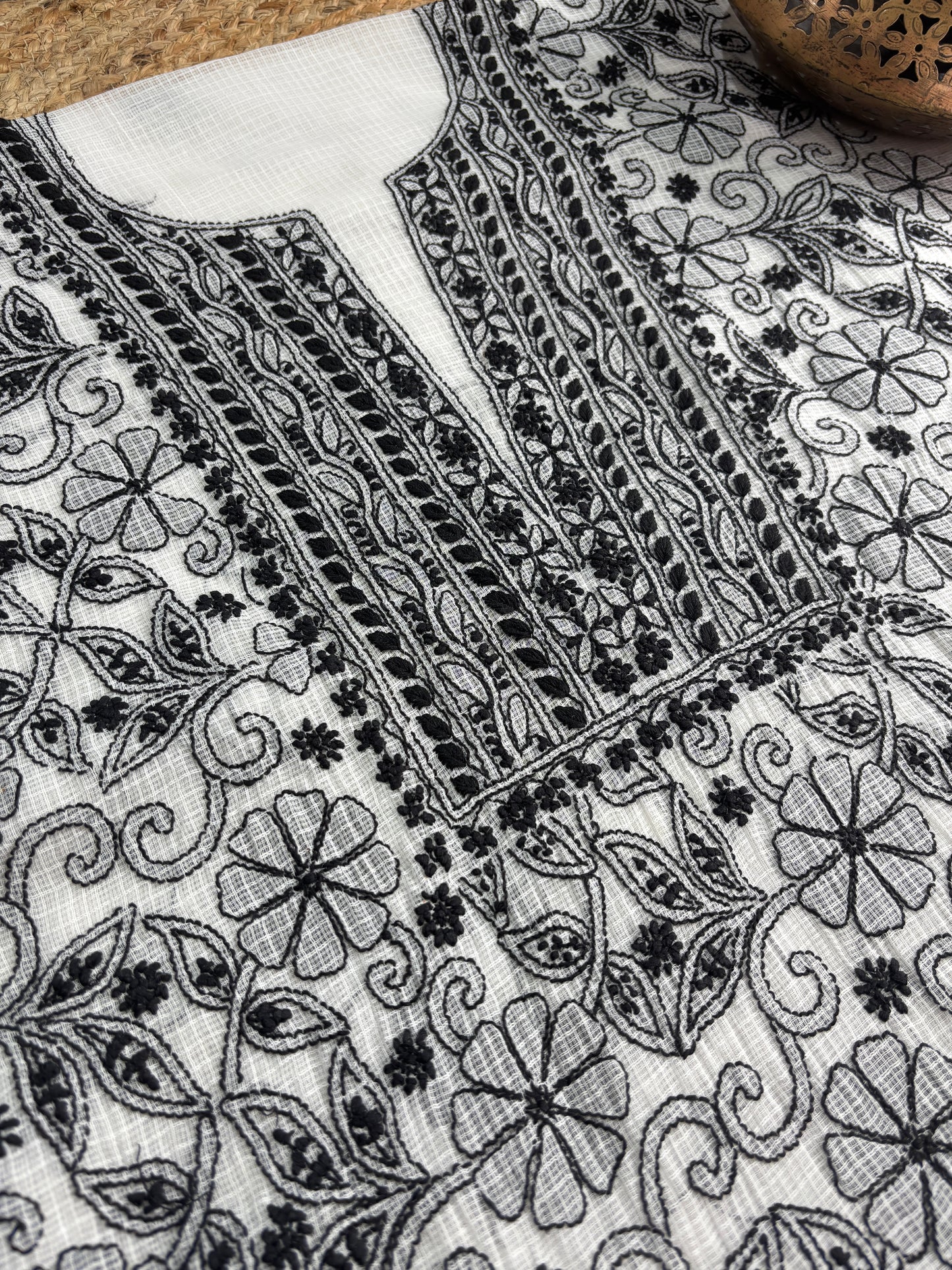 Kota Doria Full Jaal Unstitched Chikankari Kurta Dupatta set– Safyra Chikankari