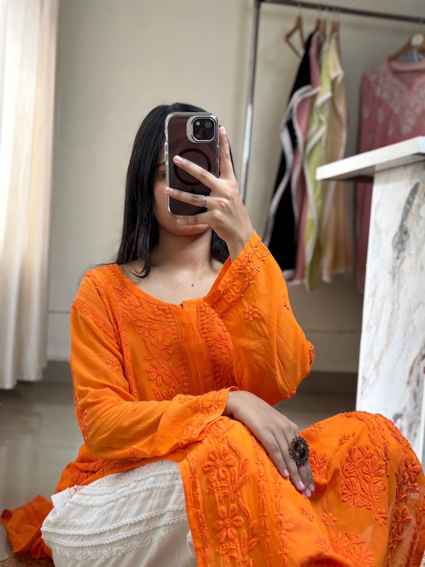 Nazakat 3D Chikankari Kurta – Stitched | Handcrafted |