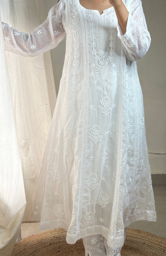 Vaaya – Pure Kota Doria Anarkali | Handcrafted Chikankari Elegance