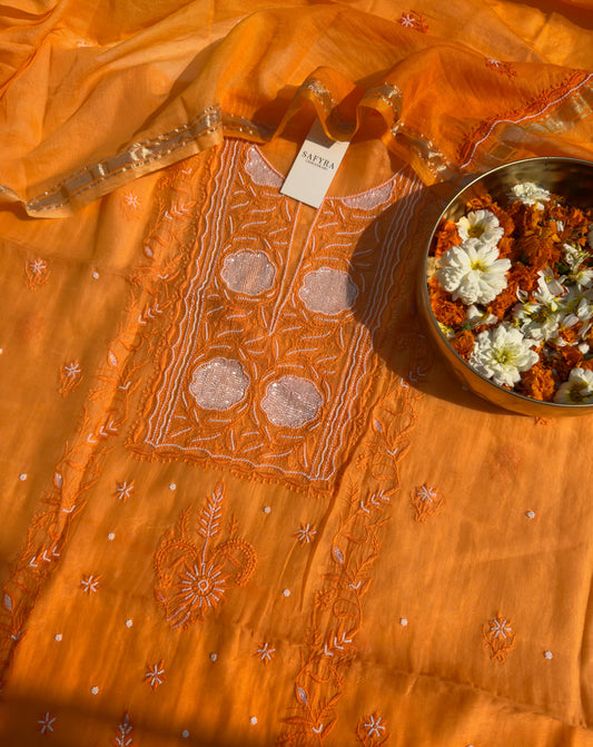 Pure mul chanderi Pearl Cutdana Range