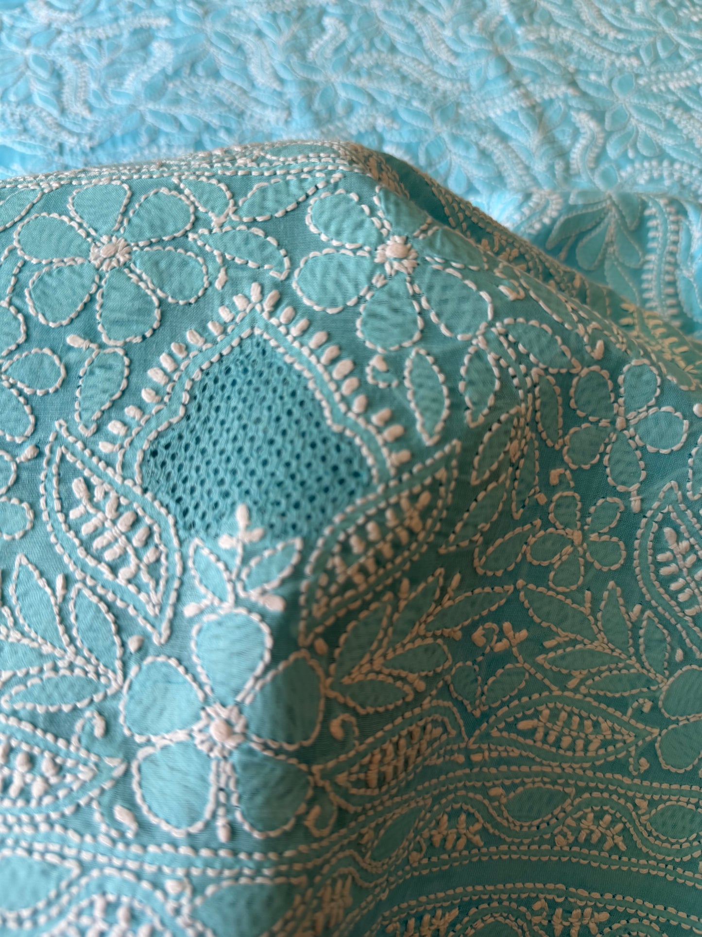 Authentic Lucknowi Chikankari Suit Set – Handcrafted Unstitched Kurta & Bottom
