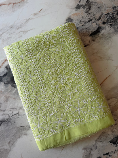 Authentic Lucknowi Chikankari Suit Set – Handcrafted Unstitched Kurta & Bottom