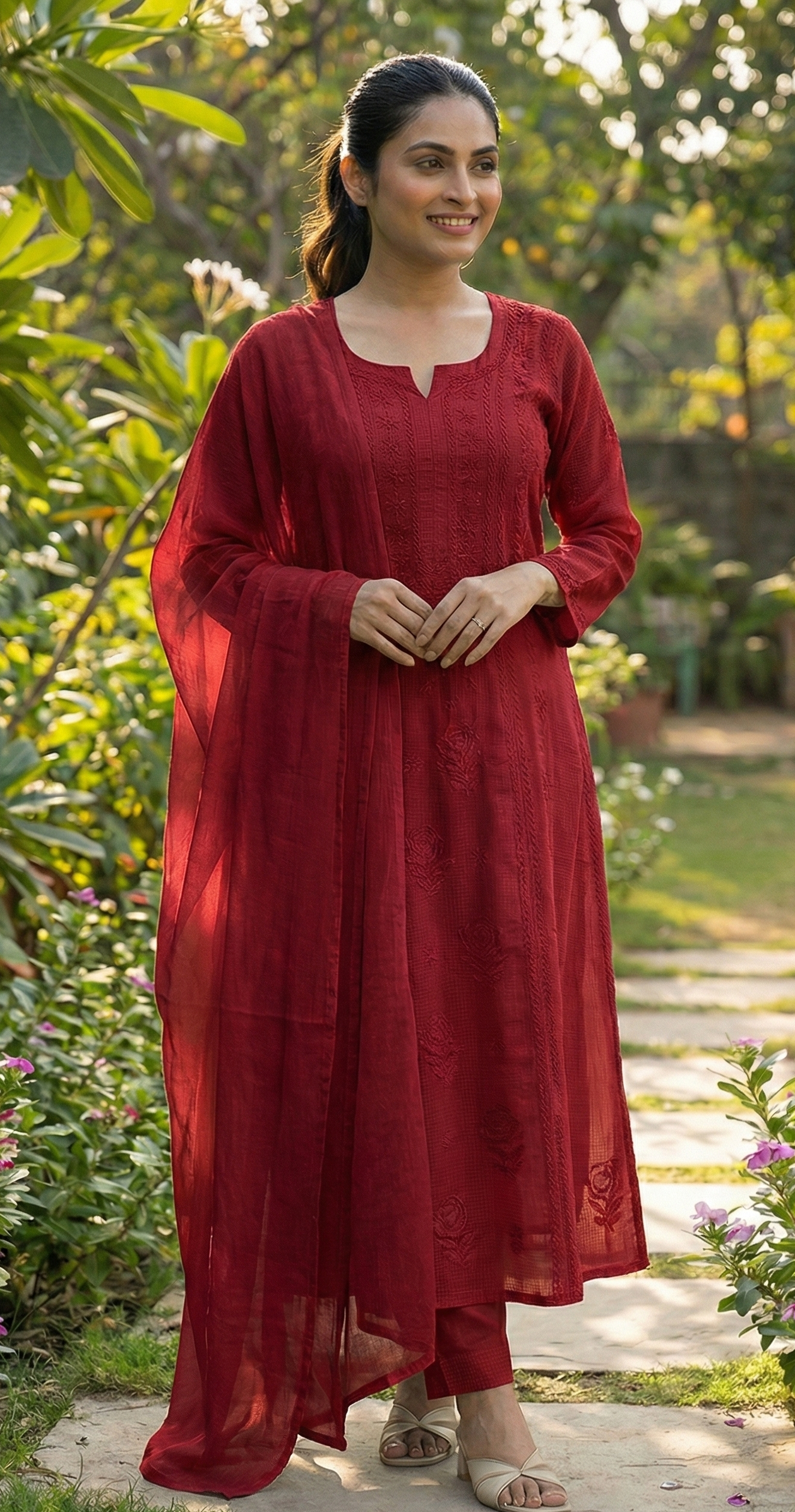 Vaaya – Pure Kota Doria Anarkali | Handcrafted Chikankari Elegance