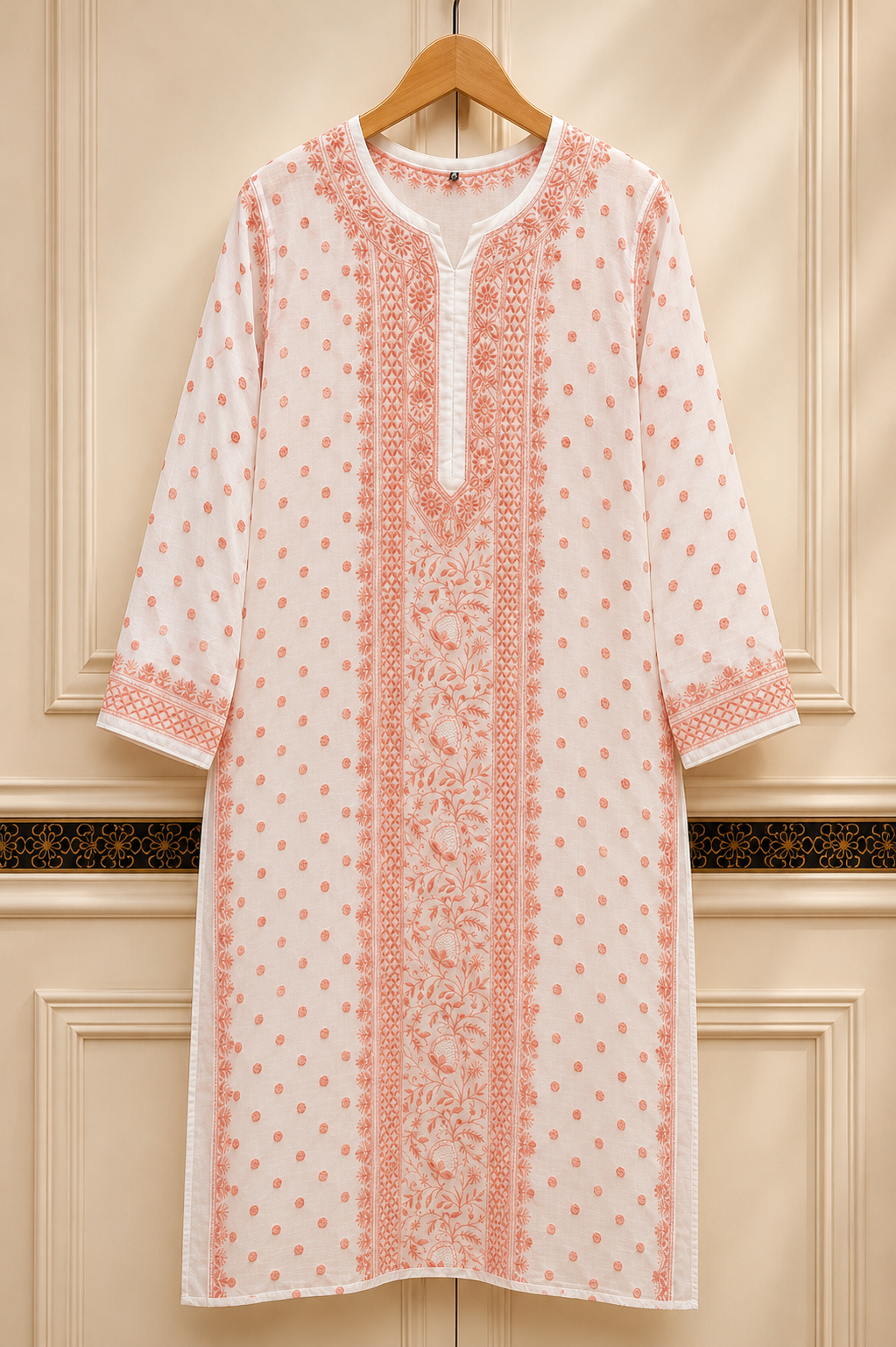 MEERAB – Signature Hand Jaali Mul Chanderi Chikankari Kurta