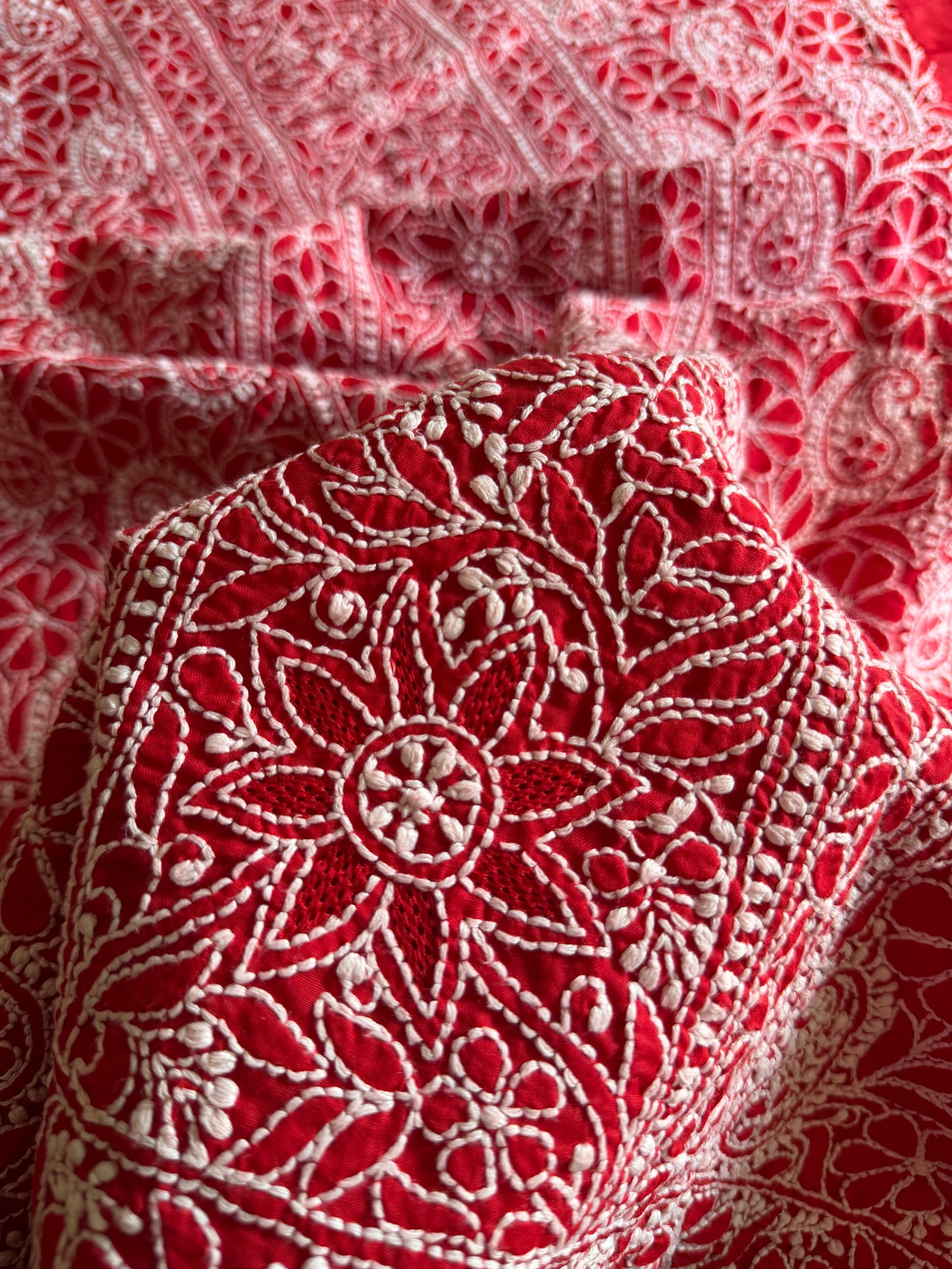 Authentic Lucknowi Chikankari Suit Set – Handcrafted Unstitched Kurta & Bottom