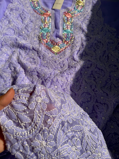 Parsi Gara Handcrafted Chikankari 3-Piece Set