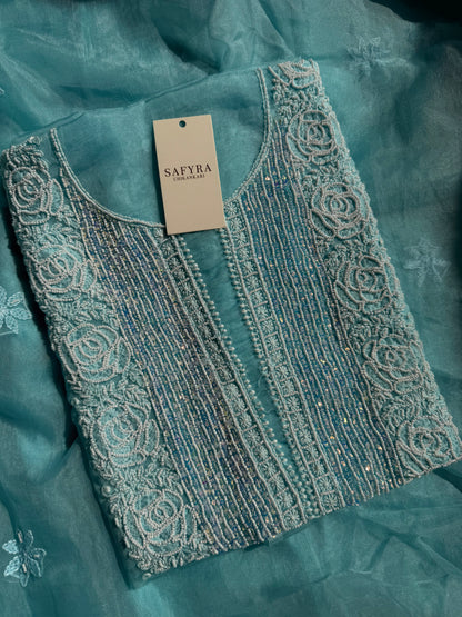 Nayab – Unstitched Organza Chikankari Kurta Dupatta Set