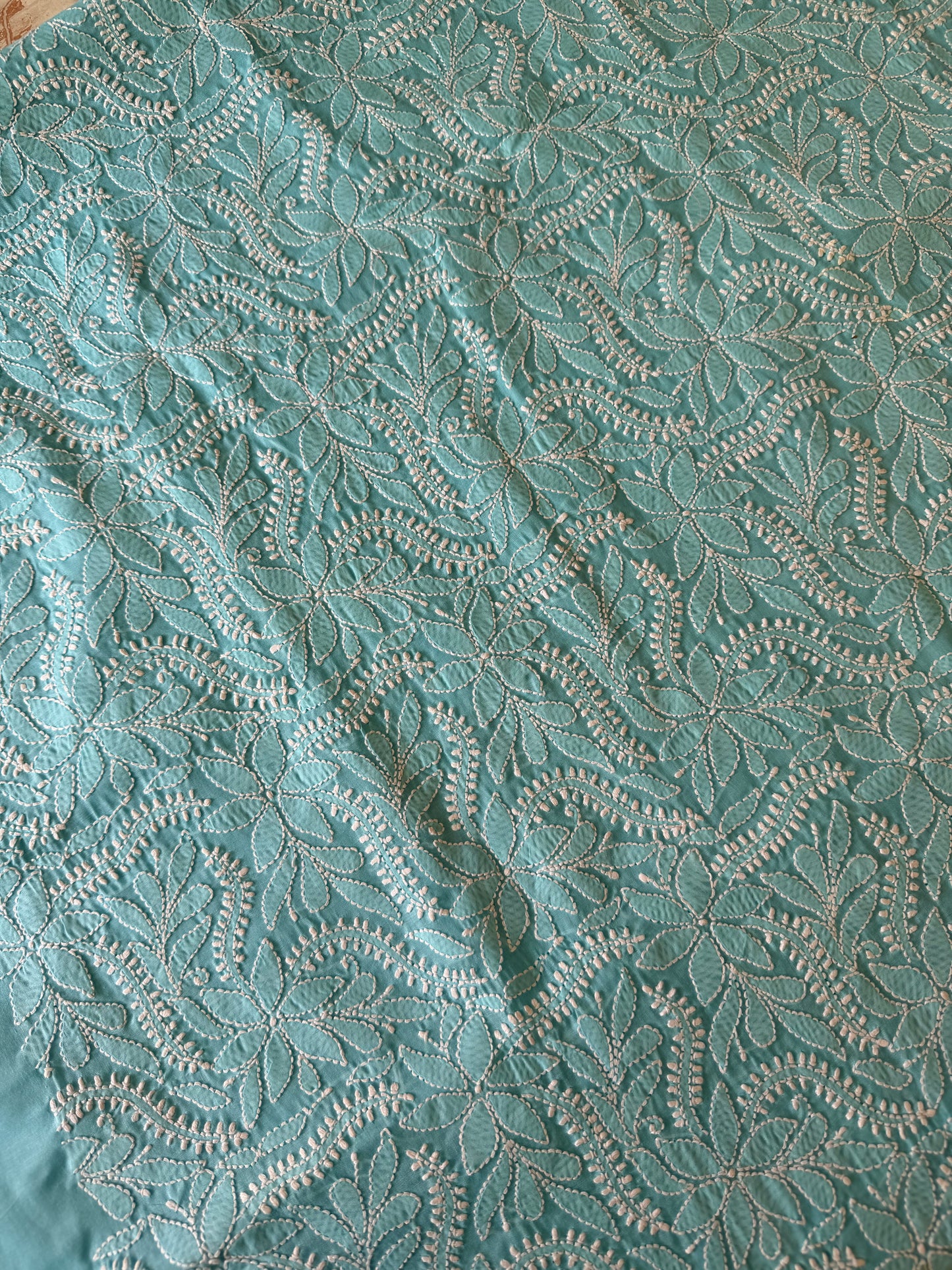 Authentic Lucknowi Chikankari Suit Set – Handcrafted Unstitched Kurta & Bottom