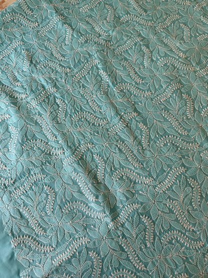 Authentic Lucknowi Chikankari Suit Set – Handcrafted Unstitched Kurta & Bottom