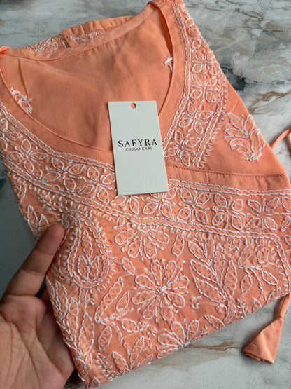 Noor – Pure Voile Angarkha Kurta with Handcrafted Bakhiya Chikankari