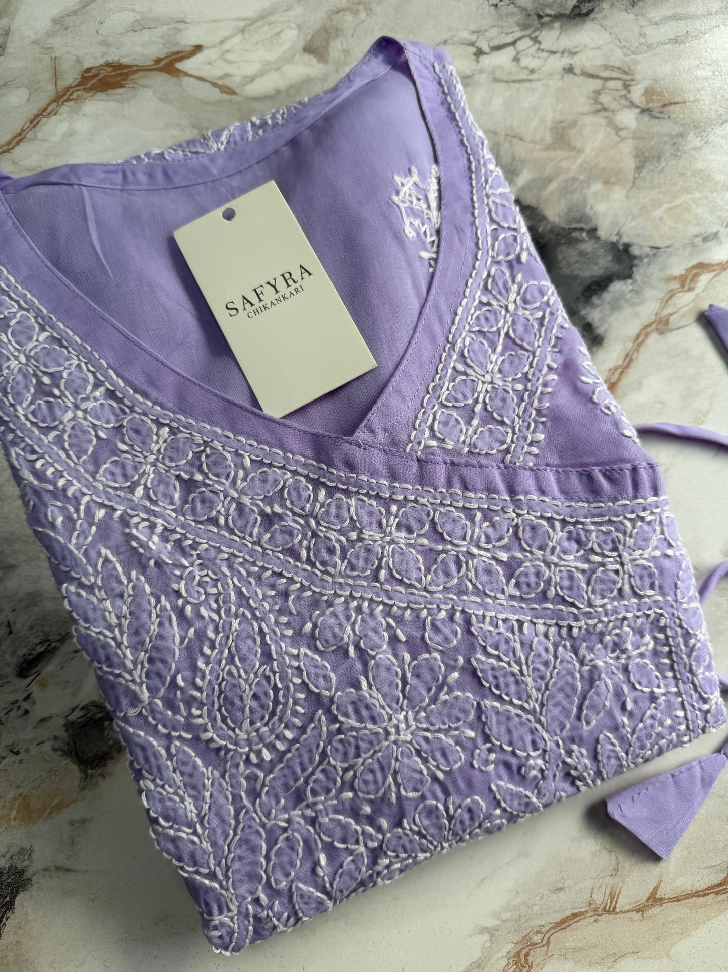 Noor – Pure Voile Angarkha Kurta with Handcrafted Bakhiya Chikankari