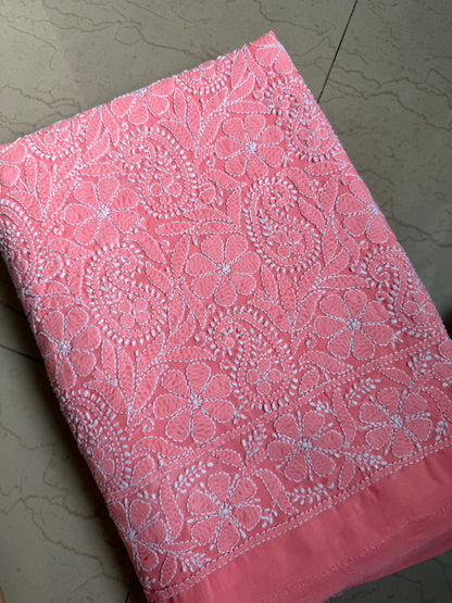 Authentic Lucknowi Chikankari Suit Set – Handcrafted Unstitched Kurta & Bottom