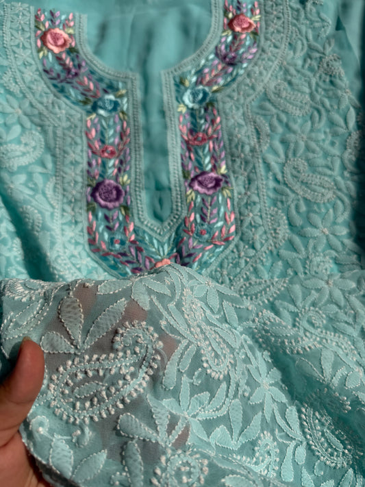 Parsi Gara Handcrafted Chikankari 3-Piece Set