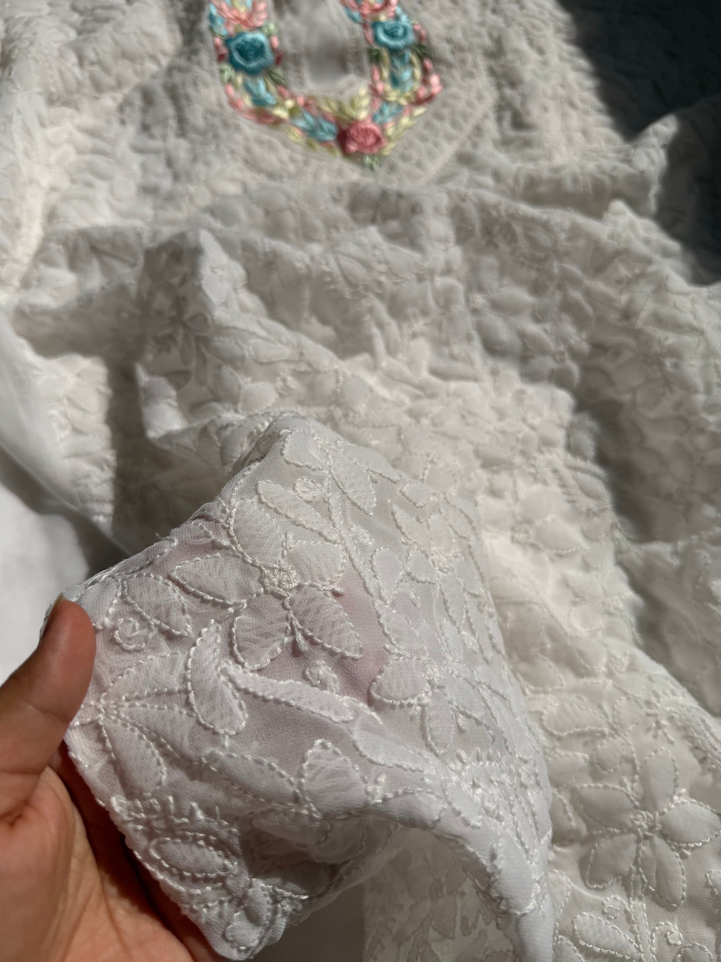 Parsi Gara Handcrafted Chikankari 3-Piece Set