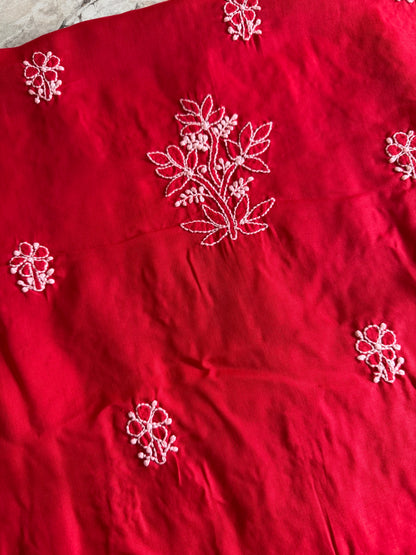 Authentic Lucknowi Chikankari Suit Set – Handcrafted Unstitched Kurta & Bottom