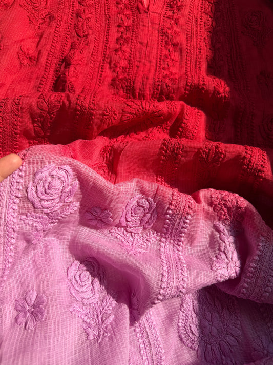 Vaaya Ombre Chikankari Anarkali Set – Pure Kota Doria (Complimentary inner included)
