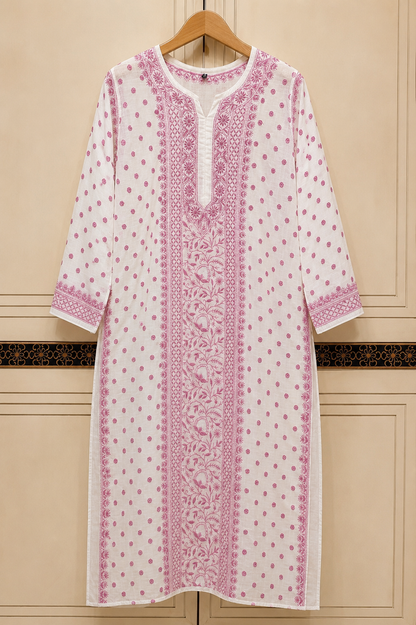 MEERAB – Signature Hand Jaali Mul Chanderi Chikankari Kurta