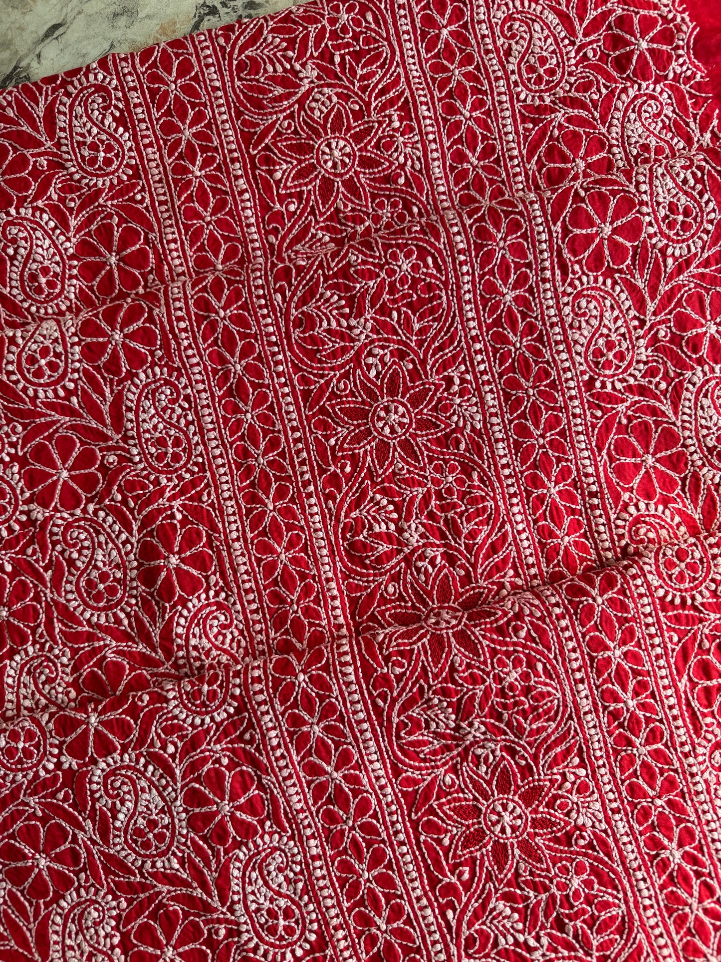 Authentic Lucknowi Chikankari Suit Set – Handcrafted Unstitched Kurta & Bottom