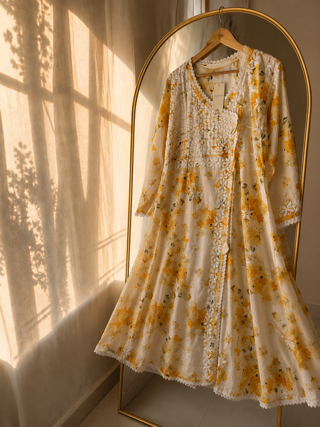 Summer Blossom – Pure Mul Cotton Chikankari Angrakha