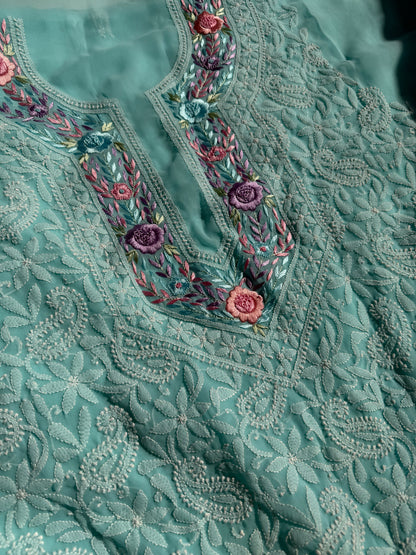 Parsi Gara Handcrafted Chikankari 3-Piece Set
