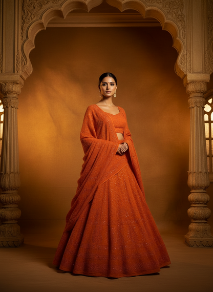 The Royal Chikankari Mukaish Lehenga — Handcrafted on Order