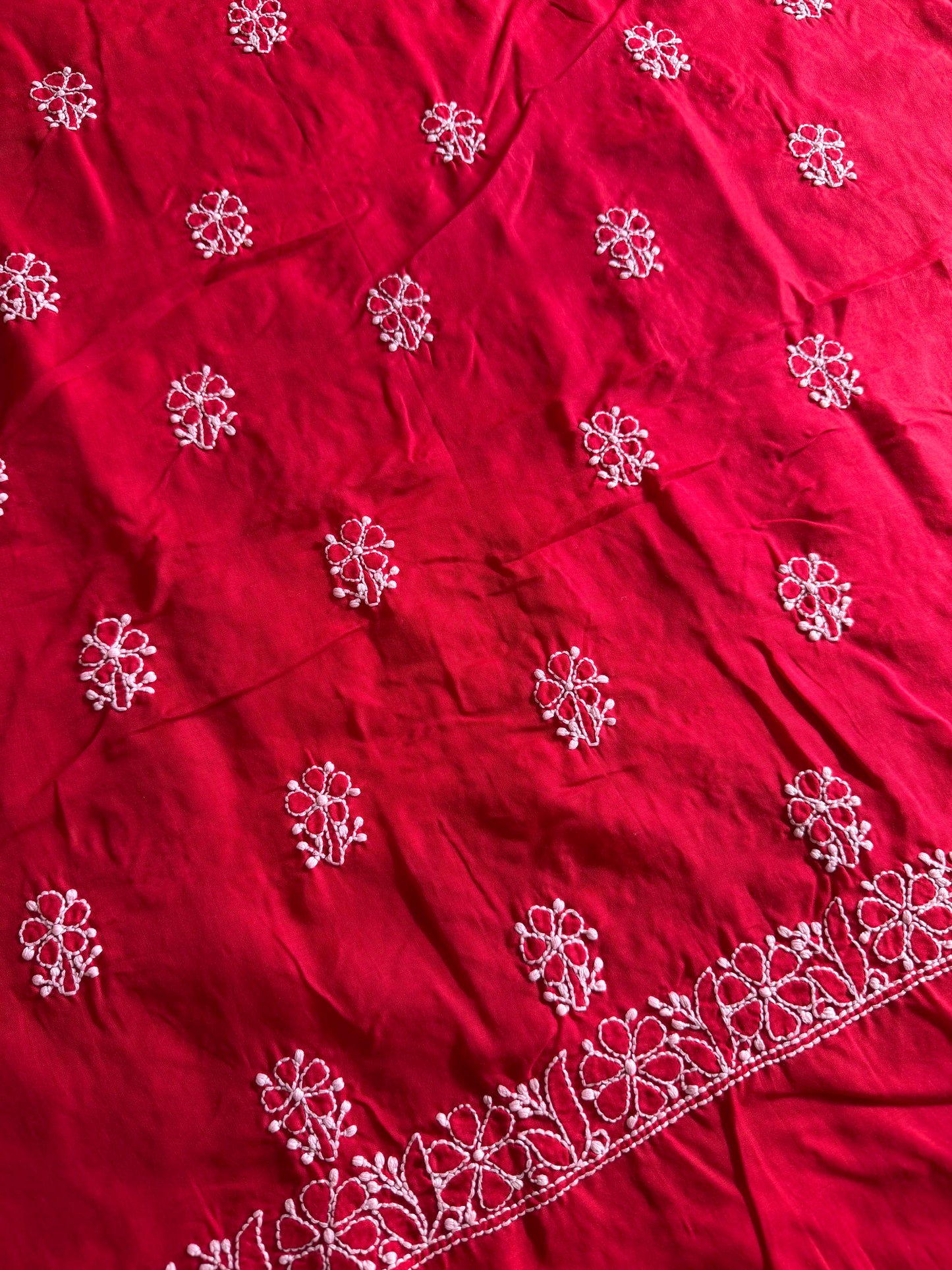 Authentic Lucknowi Chikankari Suit Set – Handcrafted Unstitched Kurta & Bottom