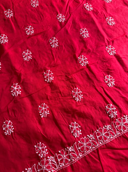 Authentic Lucknowi Chikankari Suit Set – Handcrafted Unstitched Kurta & Bottom