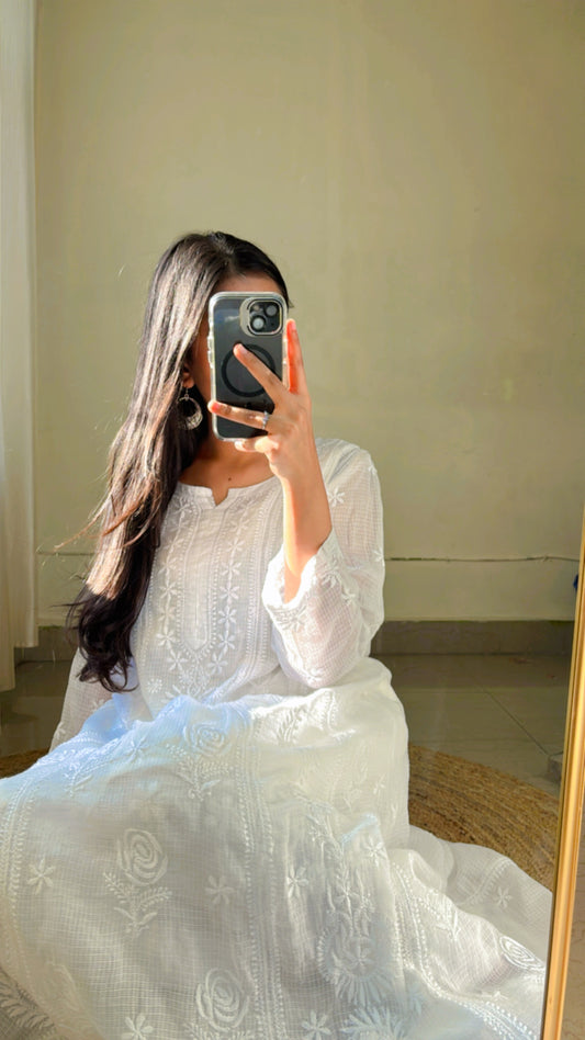 Vaaya – Pure Kota Doria Anarkali | Handcrafted Chikankari Elegance
