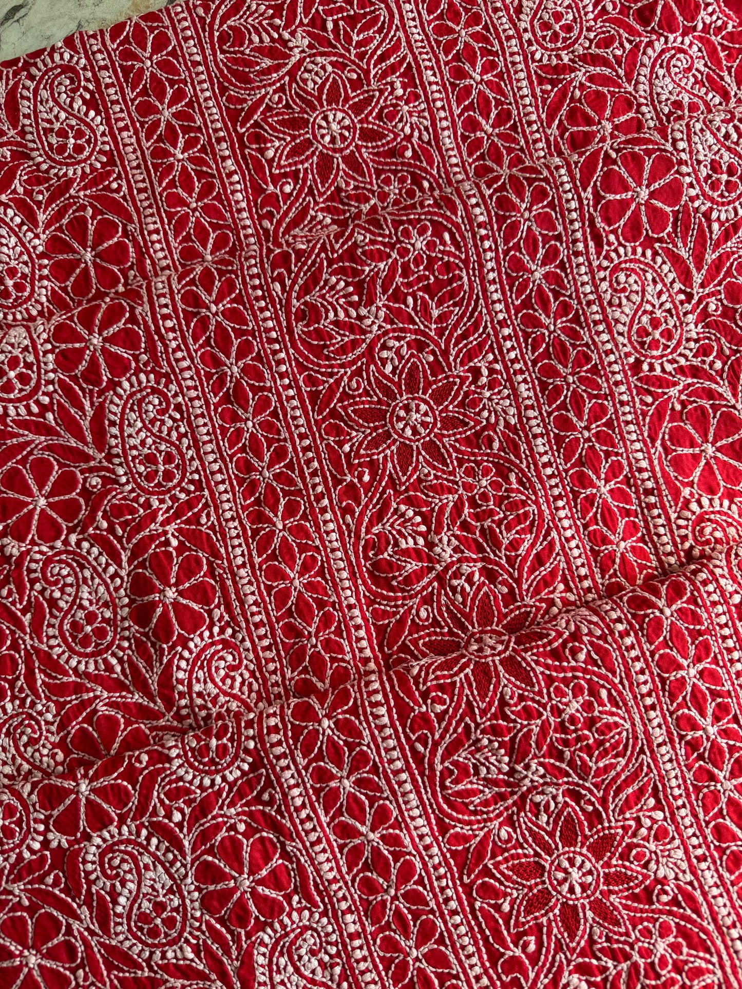 Authentic Lucknowi Chikankari Suit Set – Handcrafted Unstitched Kurta & Bottom