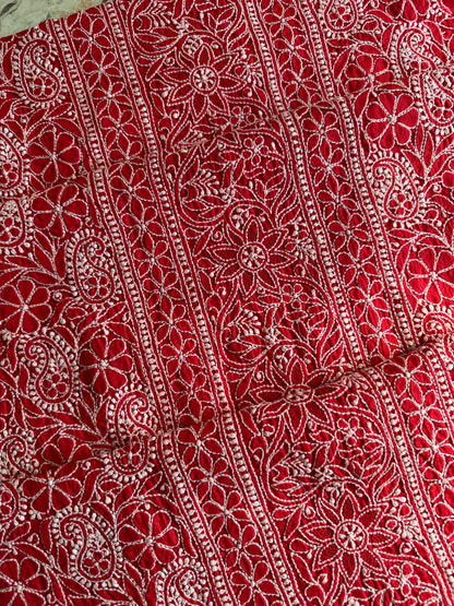 Authentic Lucknowi Chikankari Suit Set – Handcrafted Unstitched Kurta & Bottom