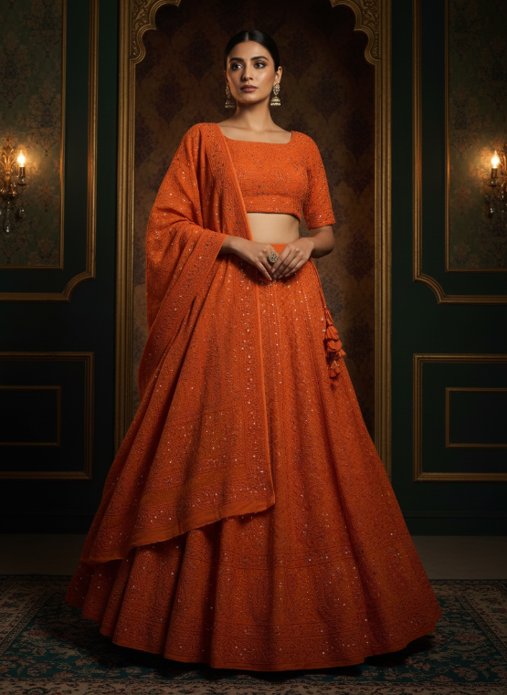 The Royal Chikankari Mukaish Lehenga — Handcrafted on Order