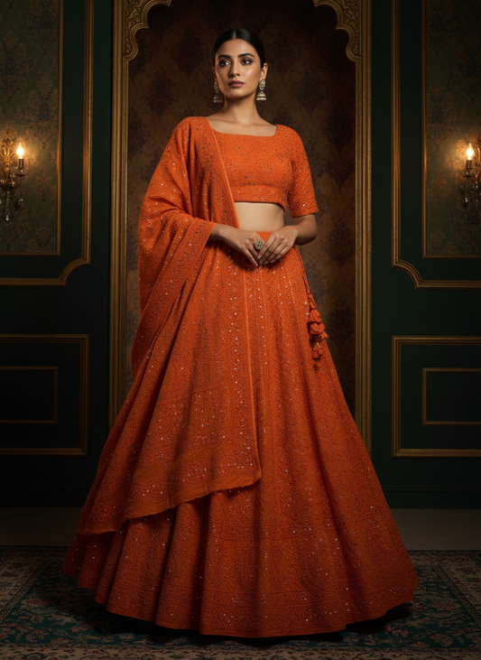 The Royal Chikankari Mukaish Lehenga — Handcrafted on Order