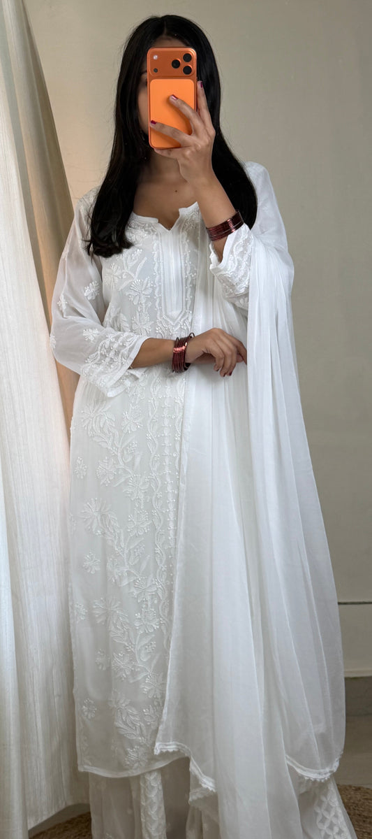 Ayat-Pure Viscose Lucknowi Chikankari Kurta Set