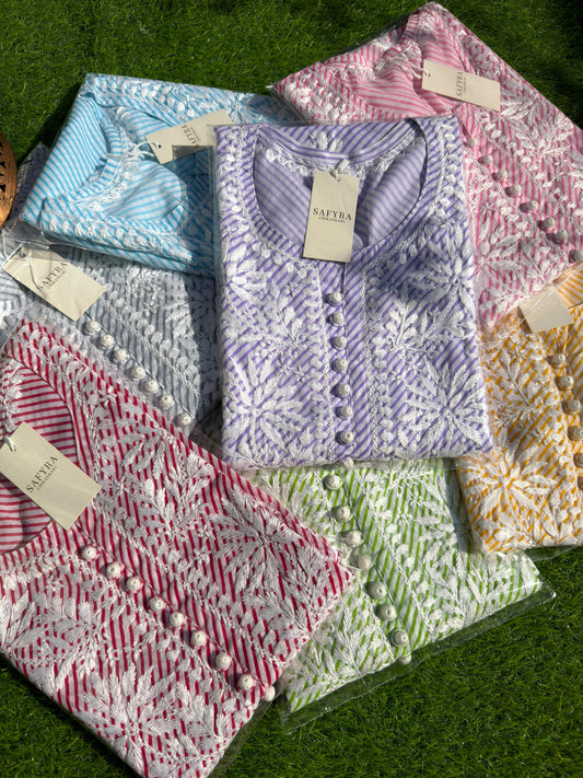 Lehriya Voile Handcrafted Chikankari Kurti