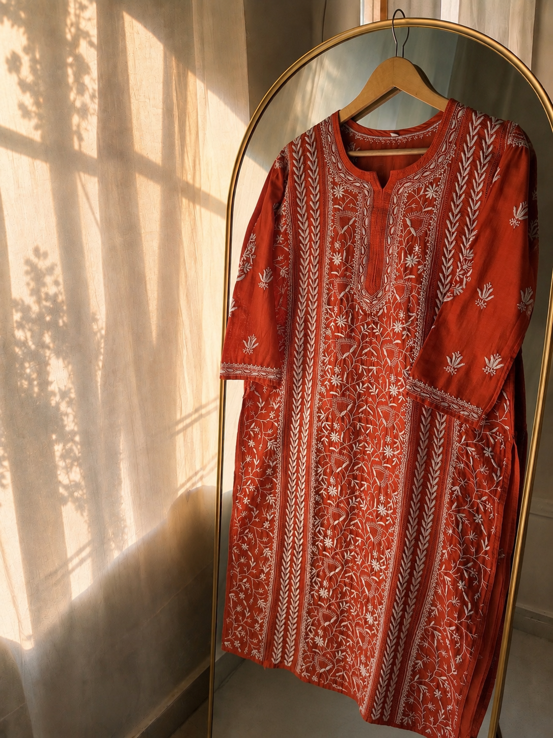 Zarqash – Pure Gold Chanderi Handcrafted Chikankari Kurta
