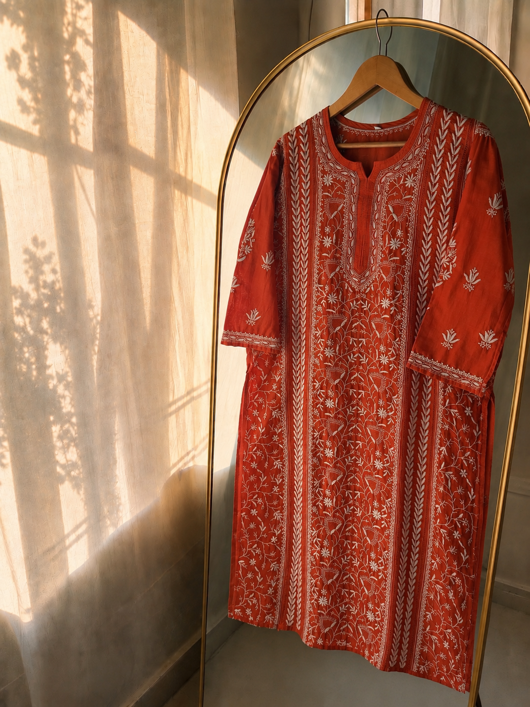 Zarqash – Pure Gold Chanderi Handcrafted Chikankari Kurta