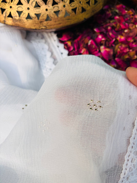 Handcrafted Chiffon Mukaish Dupatta