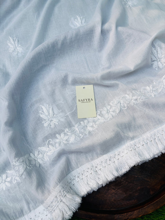 Handcrafted Mul Mul Cotton Chikankari Dupatta