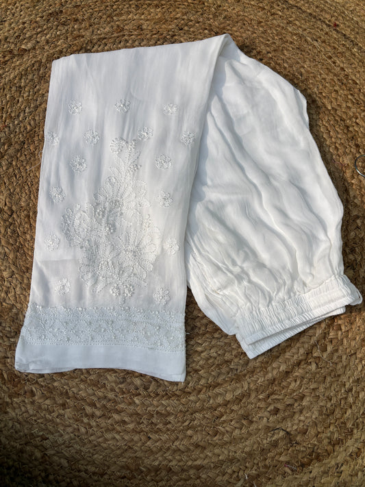 Pure Viscose Georgette Resham Chikankari Pants