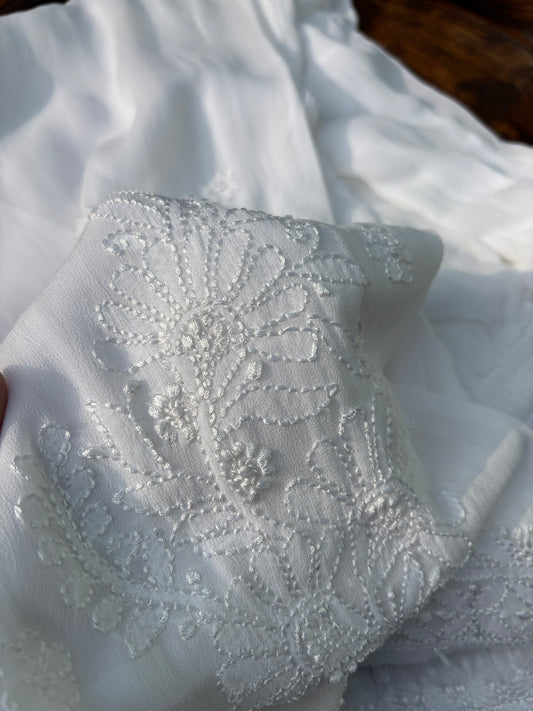 Pure Viscose Georgette Resham Chikankari Pants