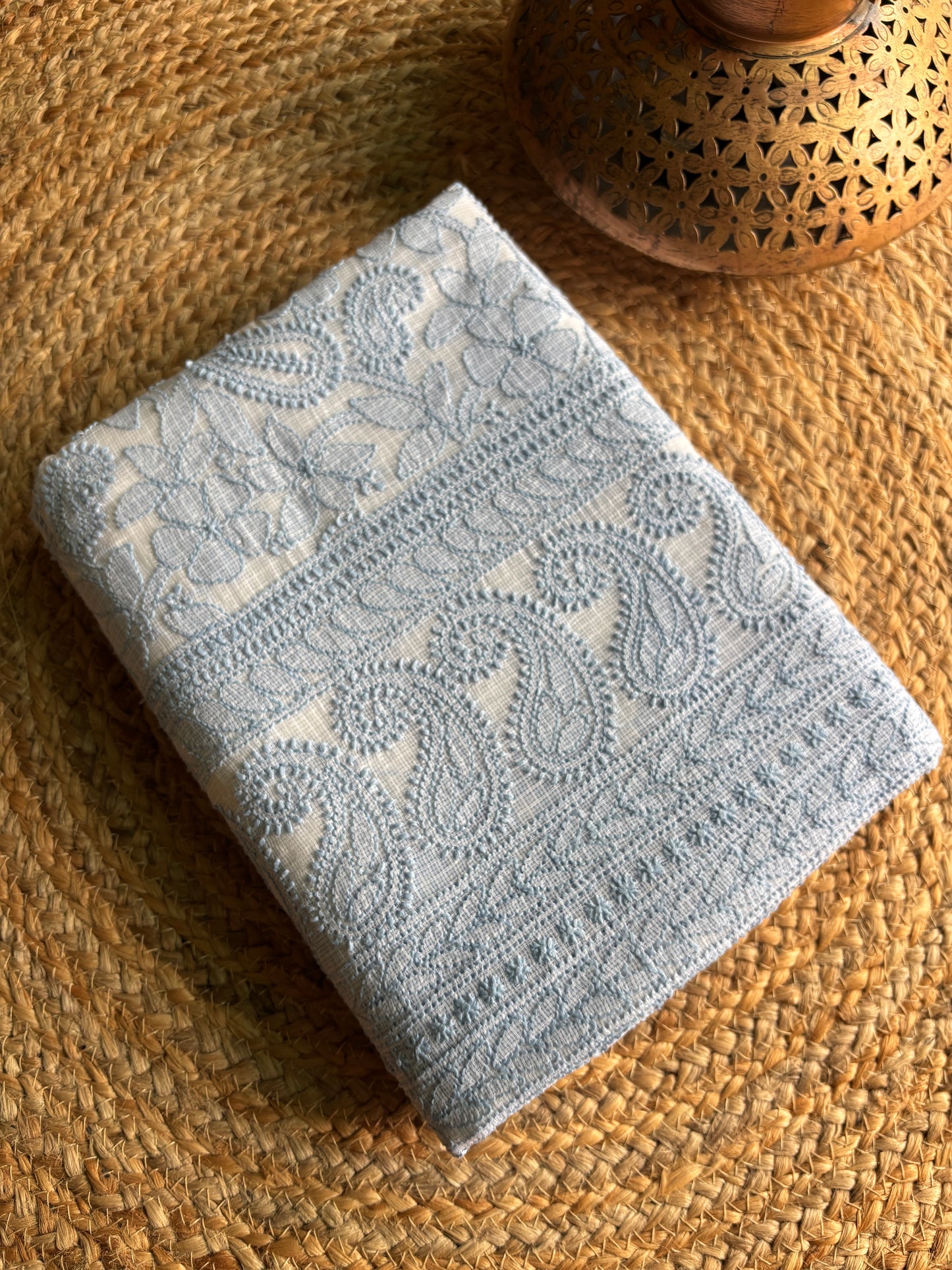 Kota Doria Full Jaal Unstitched Chikankari Kurta Dupatta set– Safyra Chikankari