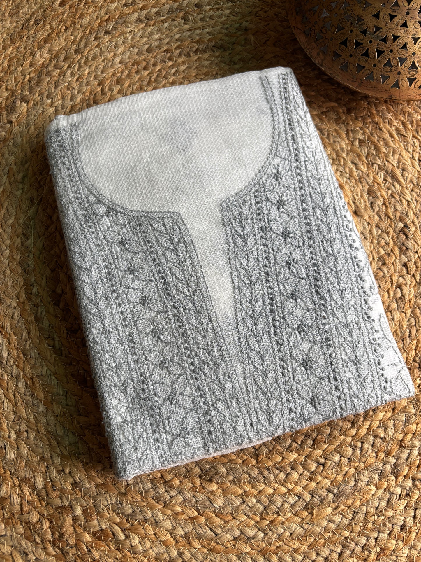 Kota Doria Full Jaal Unstitched Chikankari Kurta Dupatta set– Safyra Chikankari