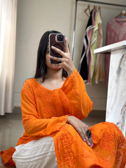 Nazakat 3D Chikankari Kurta – Stitched | Handcrafted |