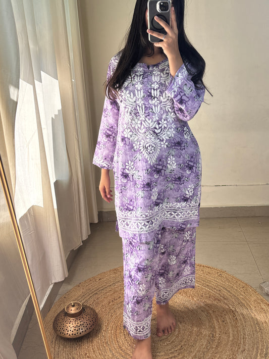 Aira | Chikankari Coord Set – Pure Mul Cotton